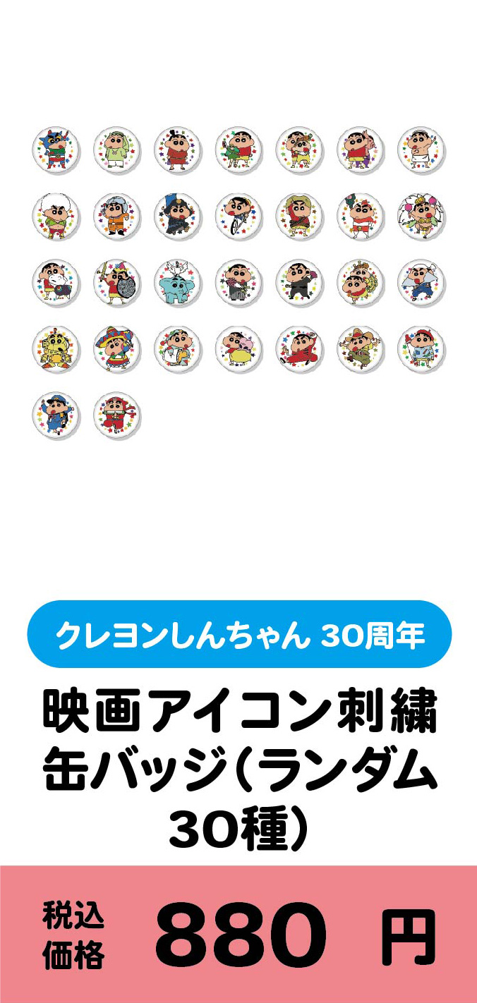 映画アイコン刺繍缶バッジ（ランダム30種）/880円